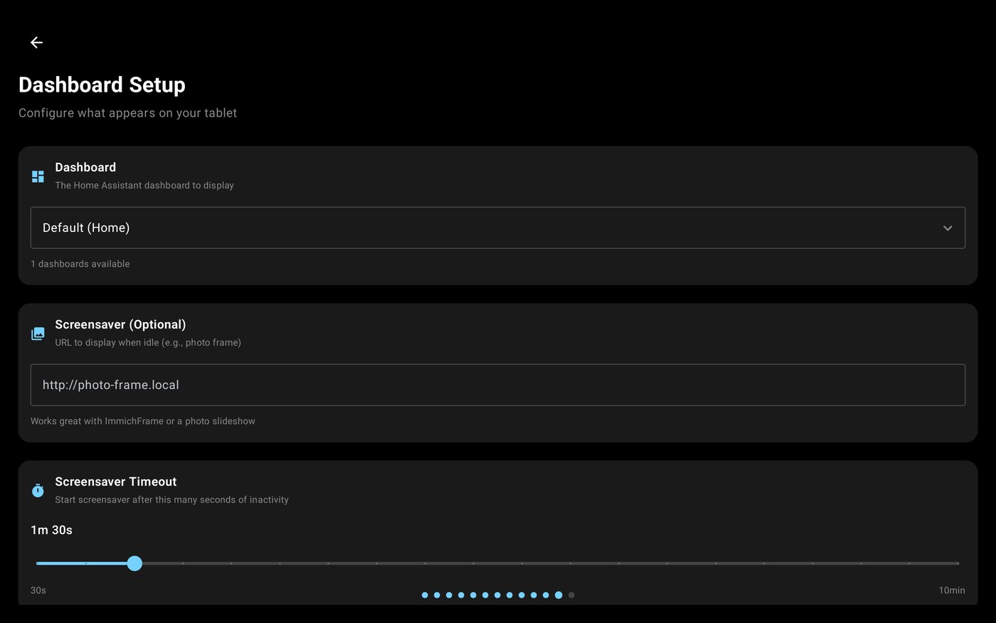 DashVoice onboarding: dashboard and screensaver setup