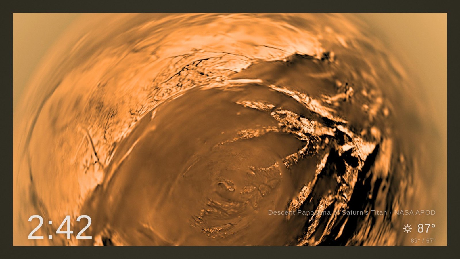A NASA image on the frame with its attribution rendered as the caption