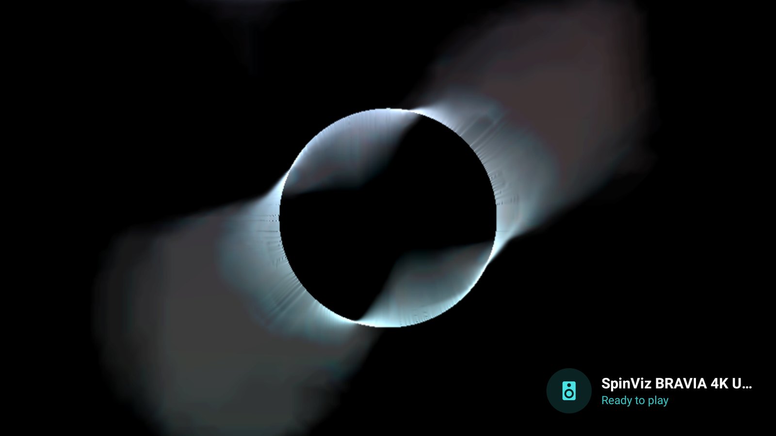SpinViz idle on a Sony BRAVIA Android TV with the now-playing chip