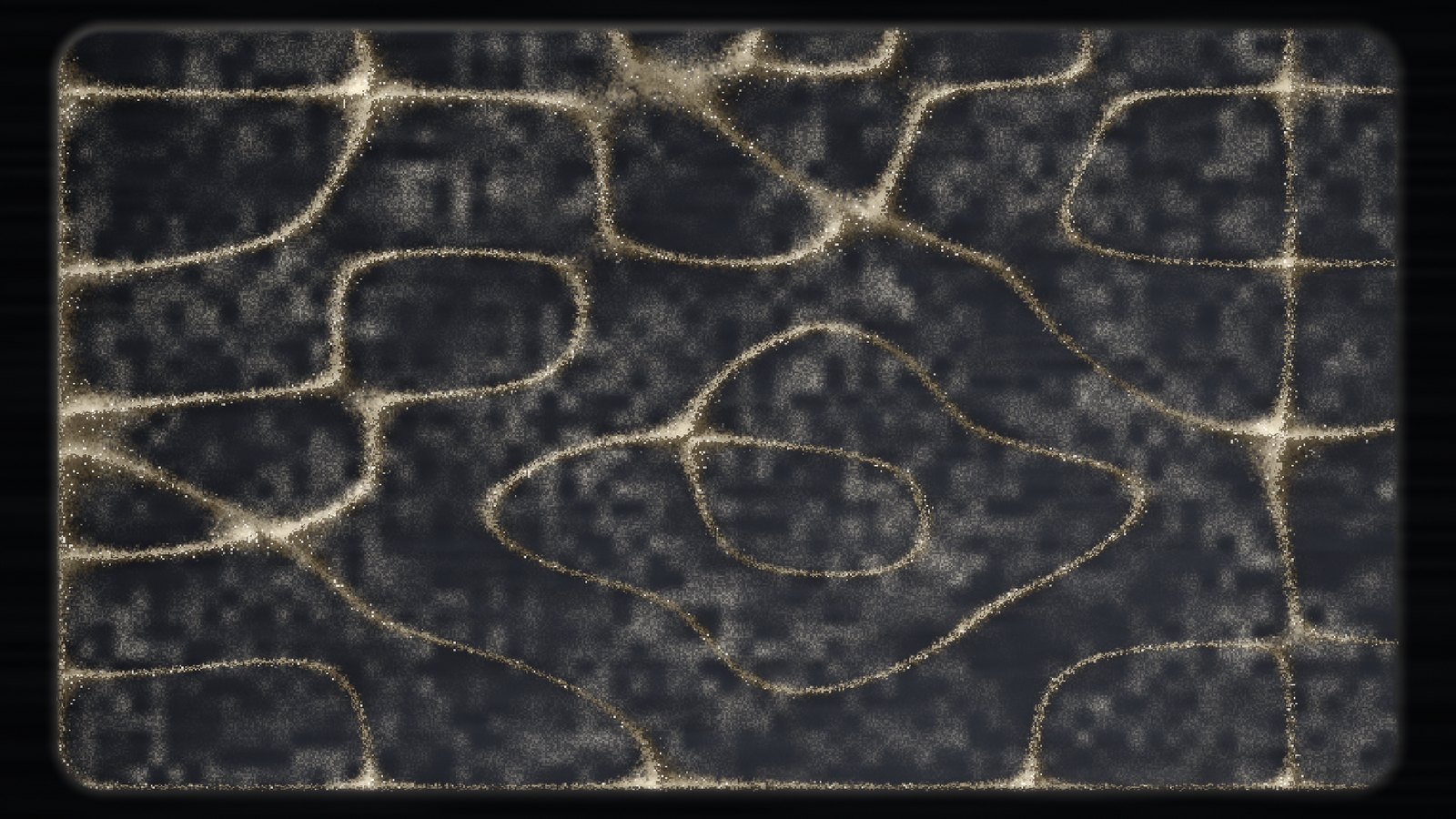 Resonant Plate — a Chladni figure with sand collected along nodal lines, on an Android TV