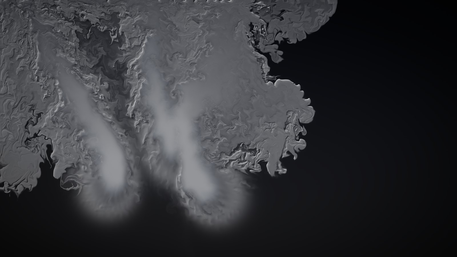 Smoke — lit volumetric smoke plumes on a dark background, on an Apple TV